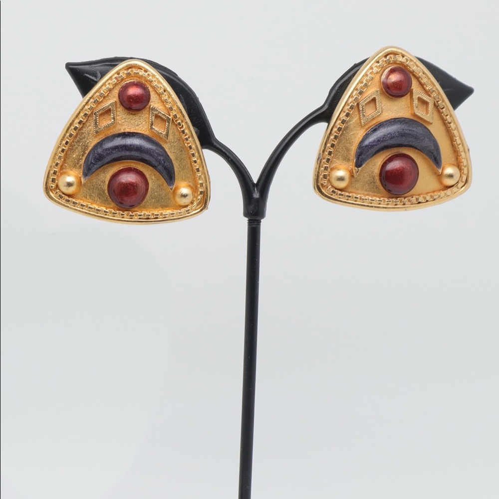 Vintage gold statement earrings